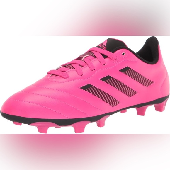 NWT Adidas Kids' Goletto VII Firm Ground Soccer Shoe Team Shock Pink/Black Sz 4 - Picture 1 of 12